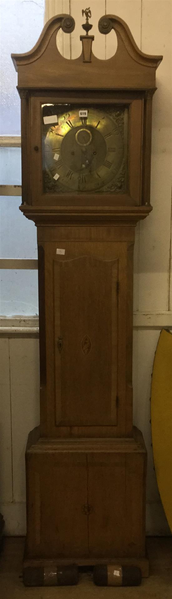 An oak and mahogany 8 day longcase clock